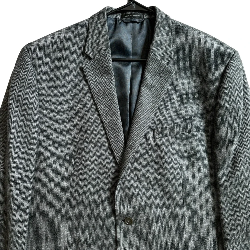 LRL Ralph Lauren Blazer Jacket Men's 48L Gray Wool Cashmere Herringbone Paisley